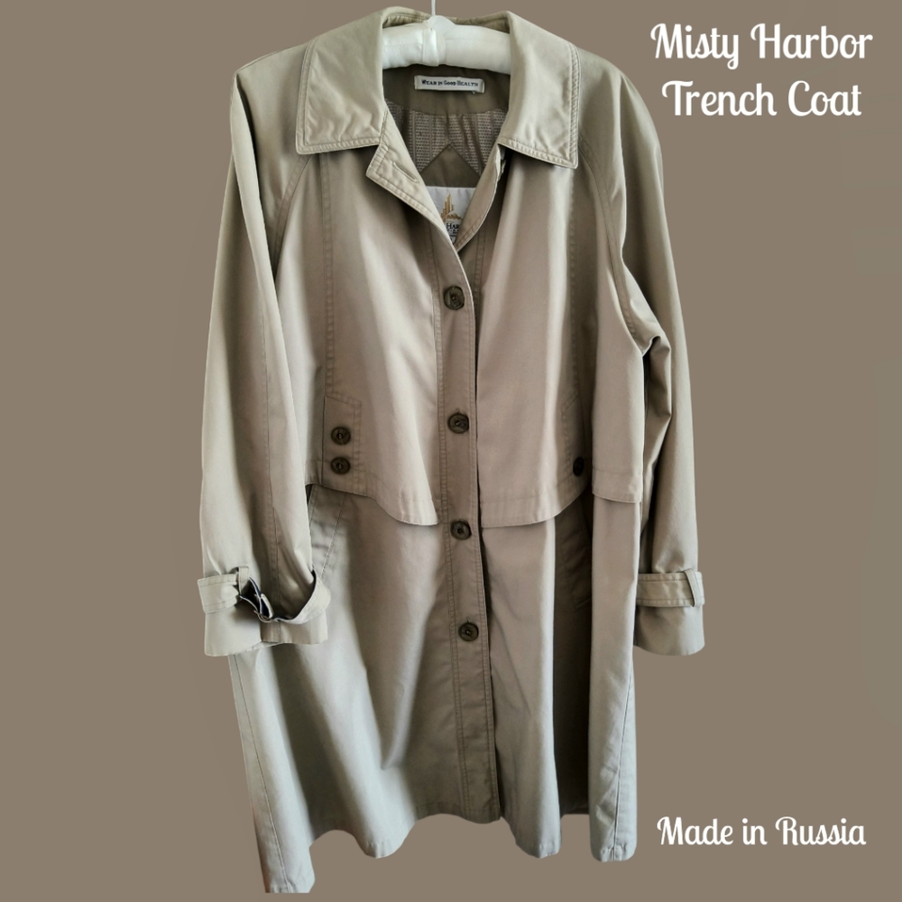 Misty Harbor Women's Beige Trench Coat with Belted Sleeves - Neutral Fall
